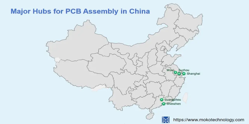 major hubs for PCB assembly in China