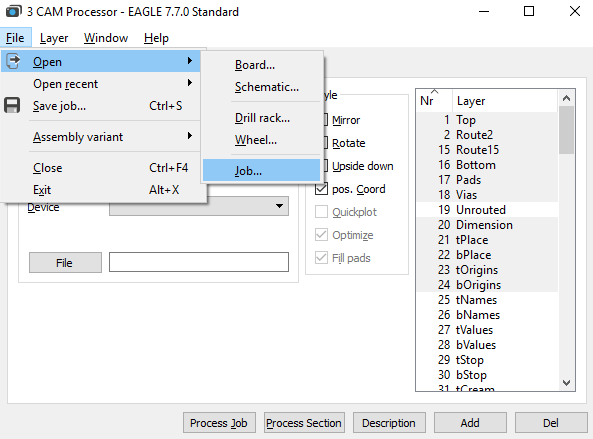 Abra el procesador CAM