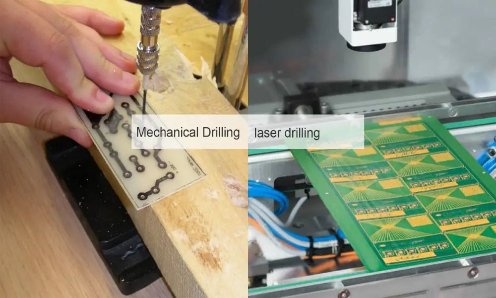 Mechanical drilling and laser drilling 