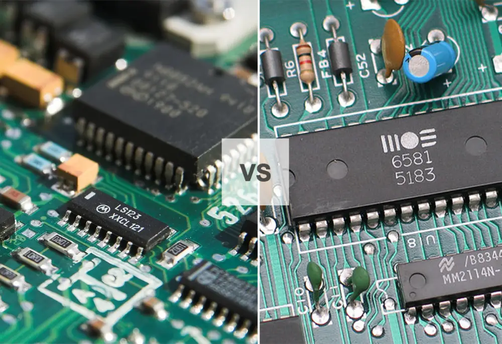 Componentes de orificio pasante VS SMD